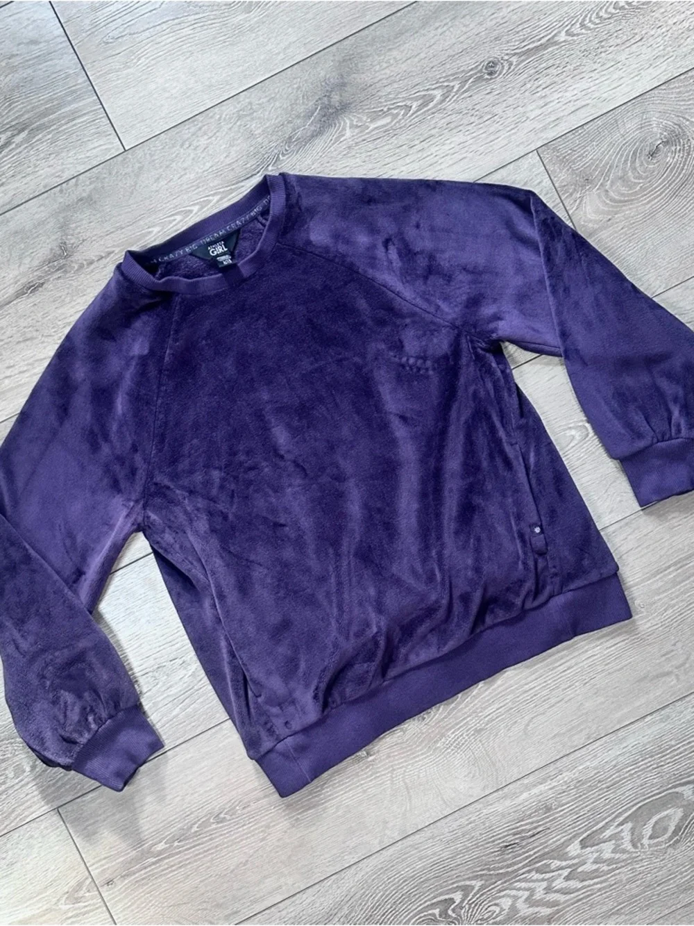 Athleta Girl Double Cozy Karma Velour Pullover Crewneck Plum Purple